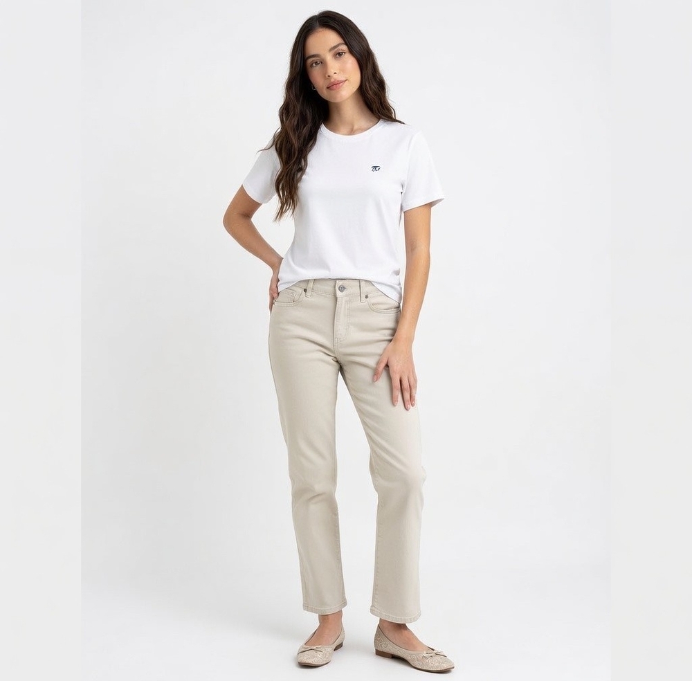 SONOMA Beige Cotton Stretch Jeans Women Size 8 Mid Rise Ankle 27" Inseam VG
